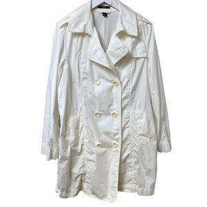 Gap Trenchcoat Size Large Ivory Cream Light Womens Jacket Pea Coat -Imperfect
